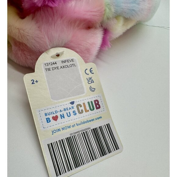 Build A Bear Tie Dye Pastel Rainbow Axolotl New NWT Unstuffed - Picture 5 of 5